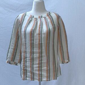 Boden Multicolor Striped Linen Blouse